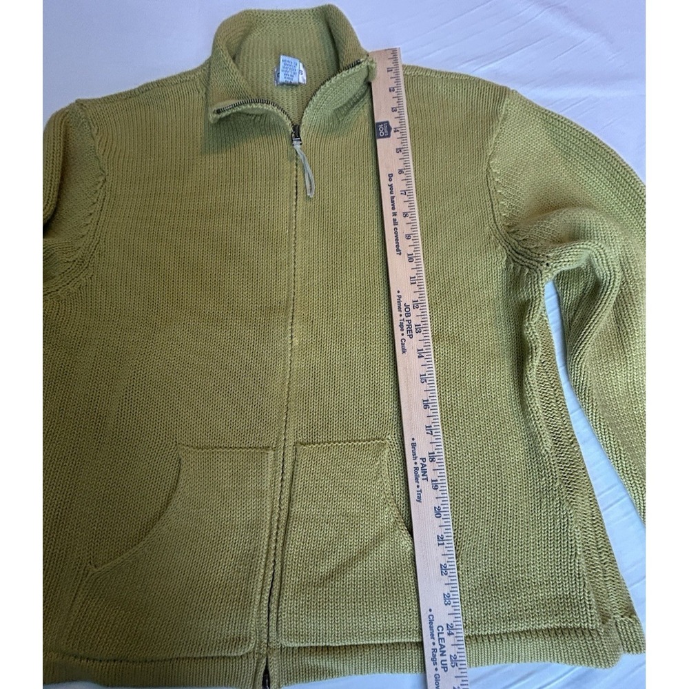 Chico's Women's Olive Green Long Sleeve Full Zip Knit Sweater Sz3 Warm Heavy